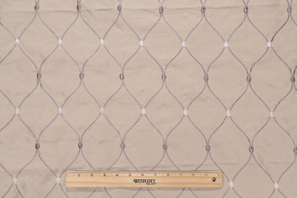 Envy Embroidered Silk Decorator Fabric in Straw