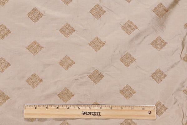 Canton Embroidered Silk Decorator Fabric in Wheat