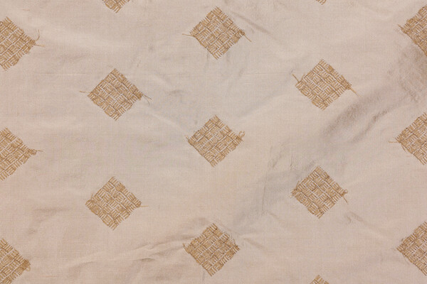 Canton Embroidered Silk Decorator Fabric in Wheat