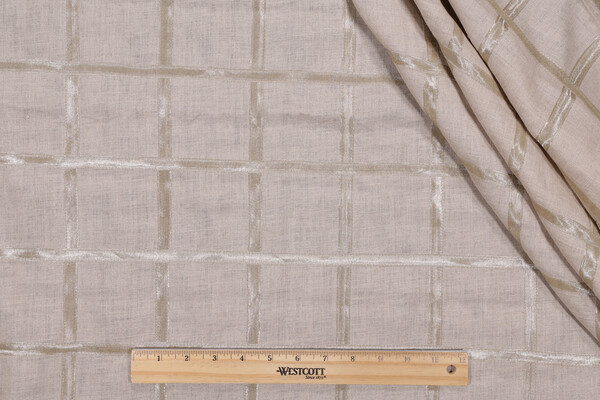 Platinum Box Sheer Applique Drapery Fabric in Platinum