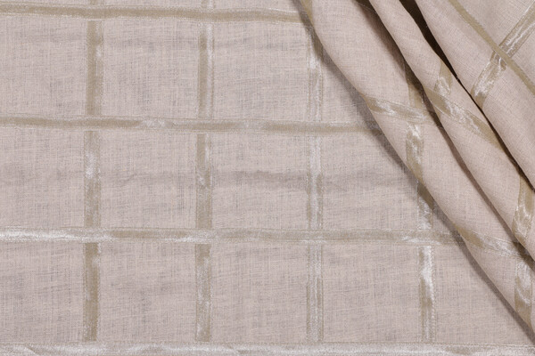 Platinum Box Sheer Applique Drapery Fabric in Platinum