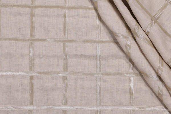 Platinum Box Sheer Applique Drapery Fabric in Platinum