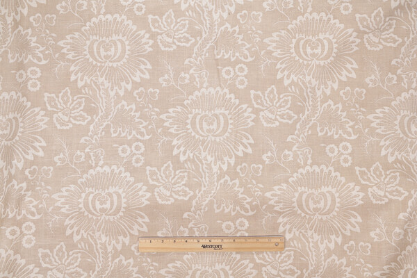 P Kaufmann Tabriz Printed Linen Blend Drapery Fabric in Oatmeal