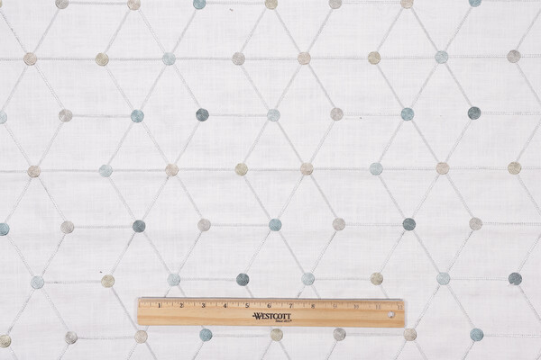 Asterisk Embroidered Drapery Fabric in Aqua