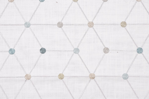 Asterisk Embroidered Drapery Fabric in Aqua