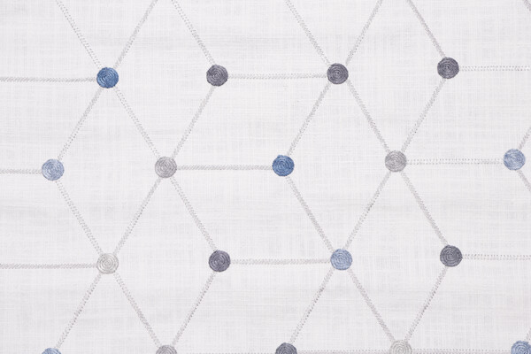 Asterisk Embroidered Drapery Fabric in Blue