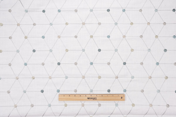 1 Yard Asterisk Embroidered Drapery Fabric in Aqua