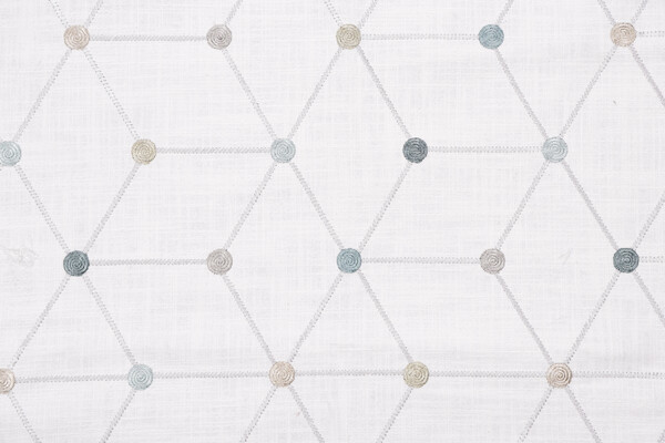 1 Yard Asterisk Embroidered Drapery Fabric in Aqua