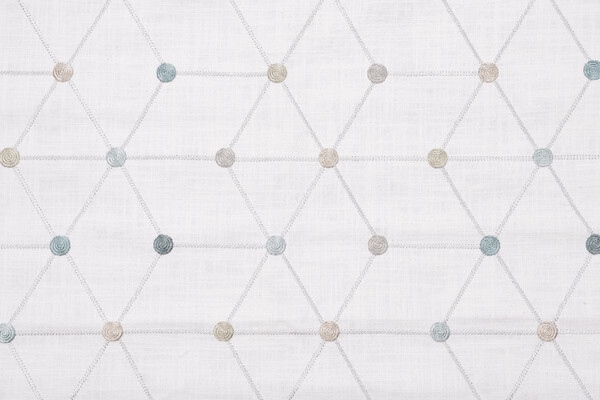 Asterisk Embroidered Drapery Fabric in Aqua
