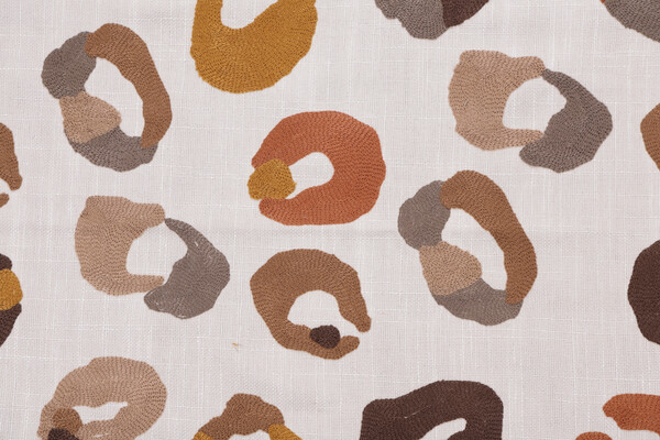 Lola Embroidered Drapery Fabric in Natural