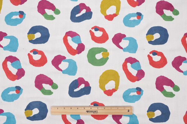 Leopard Embroidered Drapery Fabric in Calypso