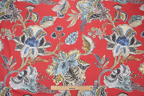 Hamilton Lyons Printed Cotton Drapery Fabric in Cherry
