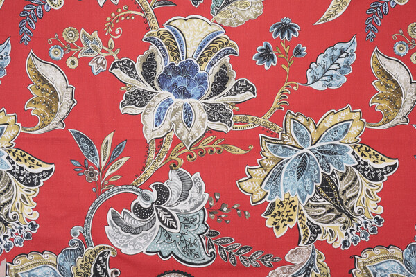 Hamilton Lyons Printed Cotton Drapery Fabric in Cherry