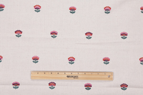 Montefalco Embroidered Drapery Fabric in Fuchsia/Rose