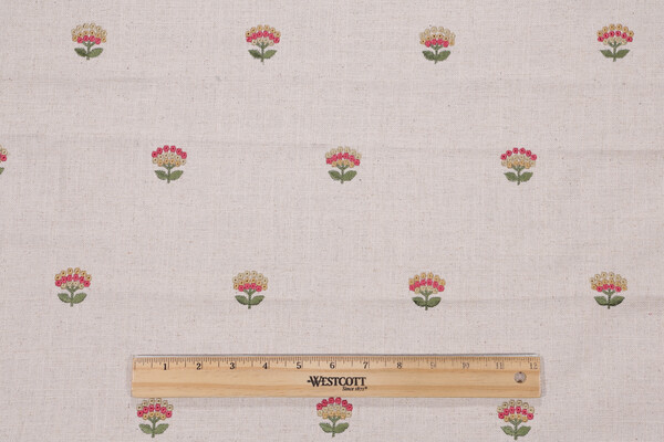 Montefalco Embroidered Drapery Fabric in Pink/Yellow