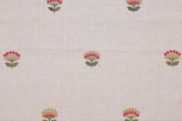 Montefalco Embroidered Drapery Fabric in Pink/Yellow