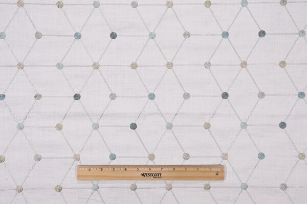 Asterisk Embroidered Drapery Fabric in Aqua
