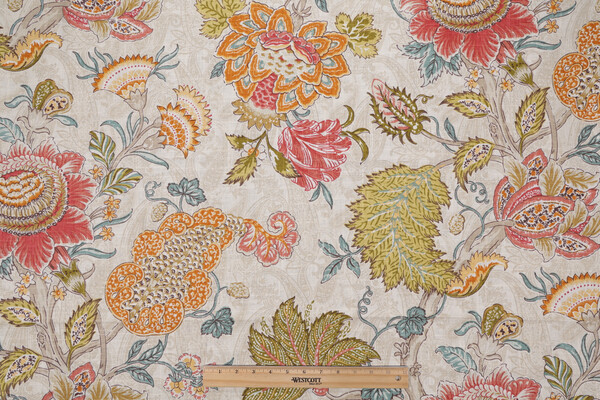 P Kaufmann Printed Linen Blend Drapery Fabric in Summer