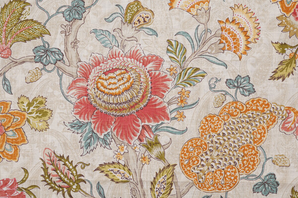 P Kaufmann Printed Linen Blend Drapery Fabric in Summer