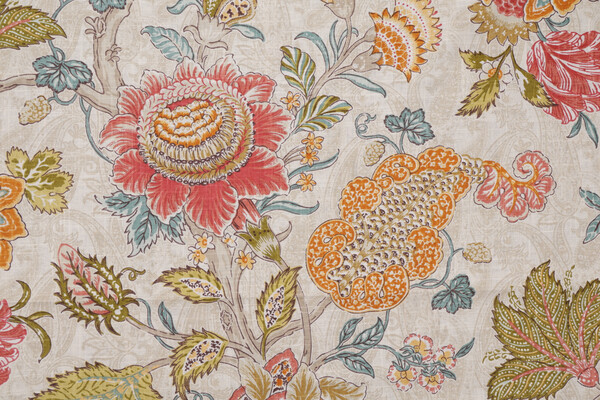 P Kaufmann Printed Linen Blend Drapery Fabric in Summer