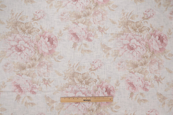Covington Jasmine Printed Linen Blend Drapery Fabric in Blush
