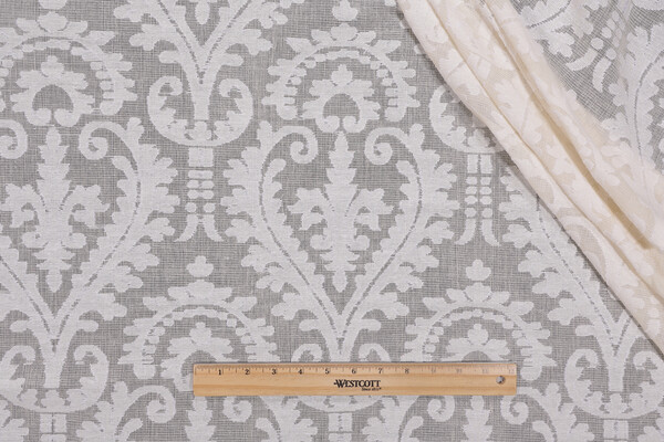 Belgian Heart Sheer Drapery Fabric in Natural