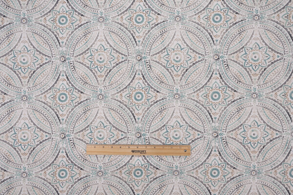 Kelly Ripa Home Blissfulness Printed Cotton Drapery Fabric in Spa 