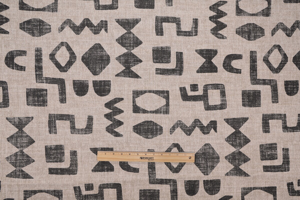 PK Lifestyles Secret Code Printed Cotton Blend Drapery Fabric in Coal 