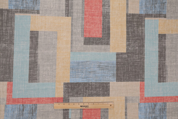 PK Lifestyles Squared Off Printed Cotton Blend Drapery Fabric in Mosaic 