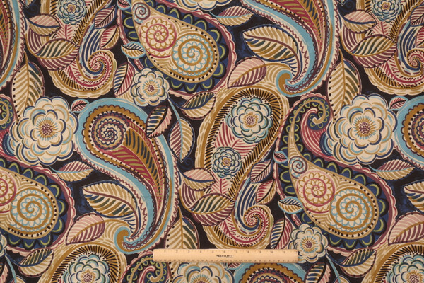 Waverly Mayan Market Printed Cotton Drapery Fabric in Bayside