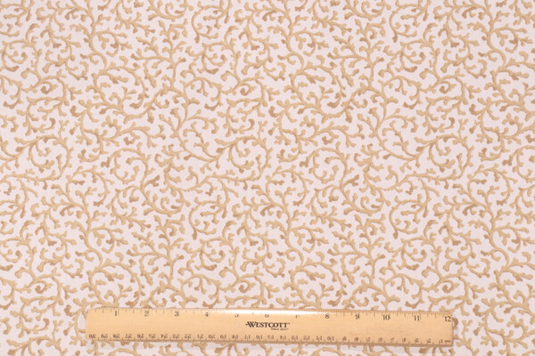 Waverly Coral Curl Printed Cotton Drapery Fabric in Sandcastle