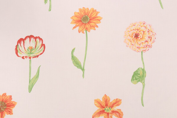Thibaut Picking Flowers F96104 Printed Cotton Drapery Fabric in Brights on White