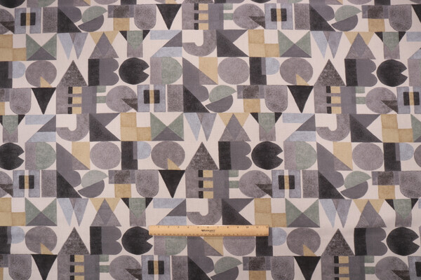 Novogratz Block Letters Printed Cotton Drapery Fabric in Onyx
