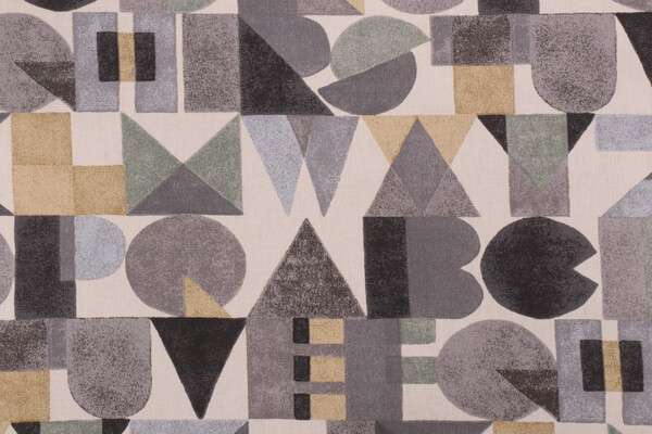 Novogratz Block Letters Printed Cotton Drapery Fabric in Onyx