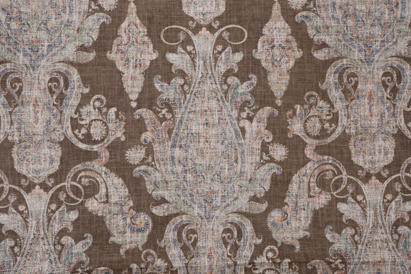 P Kaufmann Far Hills Printed Linen Blend Drapery Fabric in Oak 