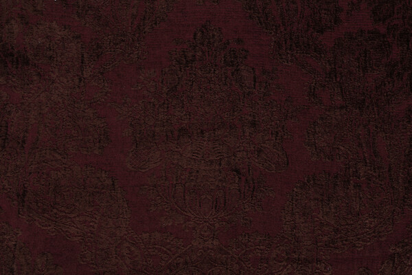 Silvia Chenille Damask Upholstery Fabric in Bordeaux 
