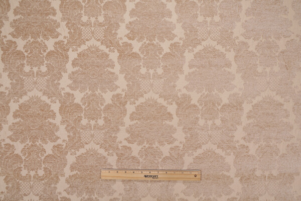 Stephano Chenille Damask Upholstery Fabric in Sand 