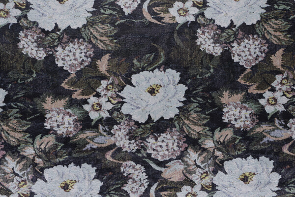 Garden Printed Velvet Upholstery Fabric in Midnight 