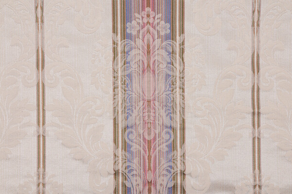 Isabel Stripe Damask Decorator Fabric in Multi/Ivory 