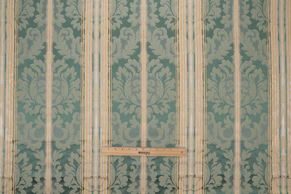 Renee Damask Decorator Fabric in Mint/Buttercream 