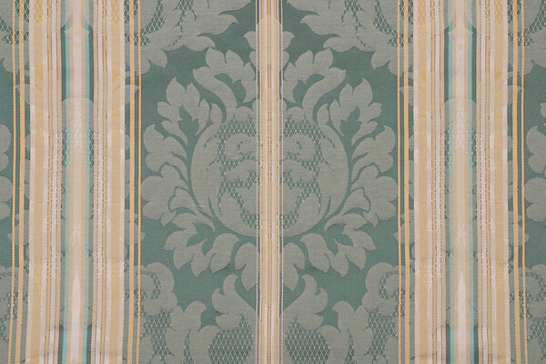 Renee Damask Decorator Fabric in Mint/Buttercream 