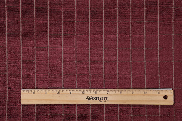 Stripe Velvet Upholstery Fabric in Wine 
