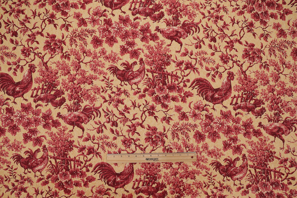 Covington Pierre Toile Printed Drapery Fabric in Red 