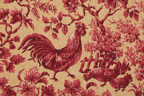 Covington Pierre Toile Printed Drapery Fabric in Red 