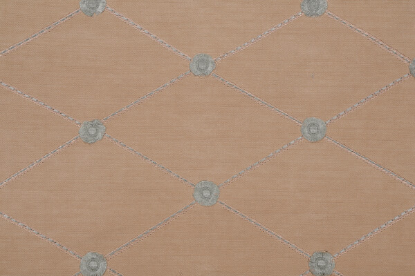 Hogan Embroidered Chenille Upholstery Fabric in Blue/Khaki 