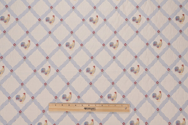 Rooster Trellis Tapestry Upholstery Fabric in Primary 