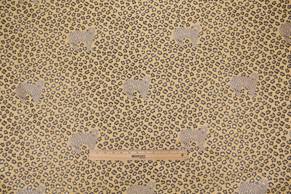 Jaguar Tapestry Upholstery Fabric in Gold/Black 