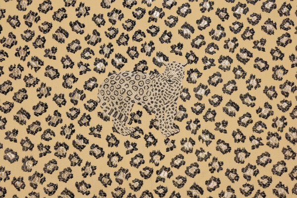 Jaguar Tapestry Upholstery Fabric in Gold/Black 