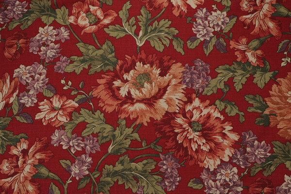 Braemore Floral Printed Drapery Fabric in Red 