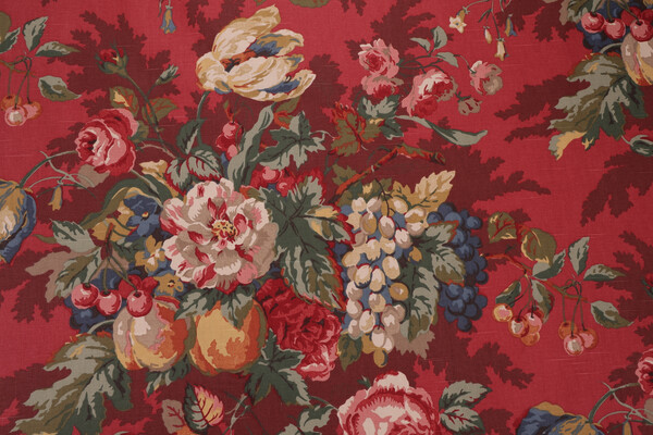 P Kaufmann Queensland Printed Cotton Drapery Fabric in Crimson 